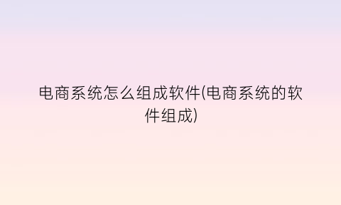 “电商系统怎么组成软件(电商系统的软件组成)