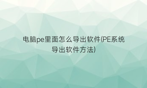 “电脑pe里面怎么导出软件(PE系统导出软件方法)