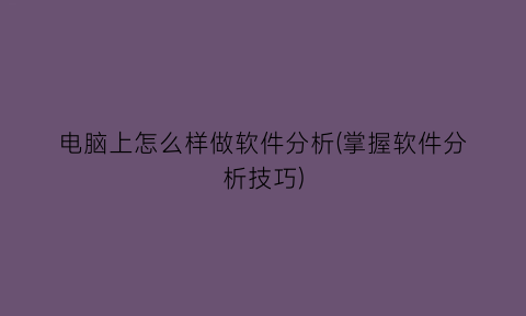 电脑上怎么样做软件分析(掌握软件分析技巧)