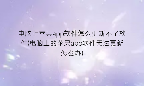 电脑上苹果app软件怎么更新不了软件(电脑上的苹果app软件无法更新怎么办)