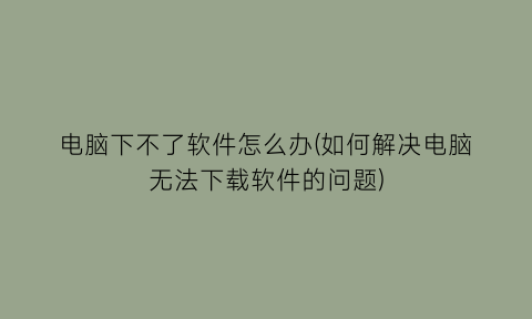 电脑下不了软件怎么办(如何解决电脑无法下载软件的问题)