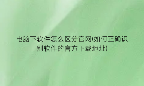 电脑下软件怎么区分官网(如何正确识别软件的官方下载地址)