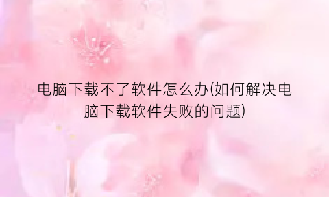 “电脑下载不了软件怎么办(如何解决电脑下载软件失败的问题)