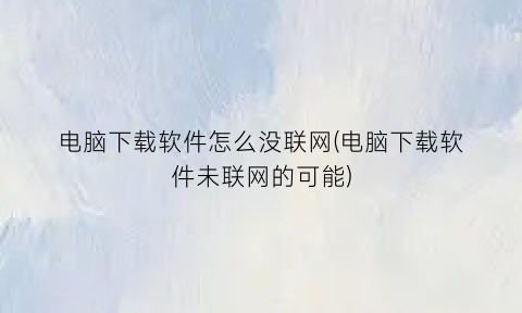 电脑下载软件怎么没联网(电脑下载软件未联网的可能)