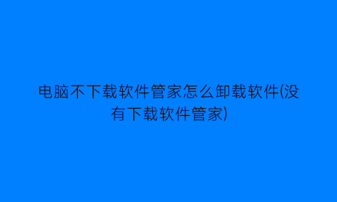 电脑不下载软件管家怎么卸载软件(没有下载软件管家)