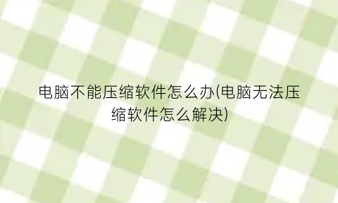“电脑不能压缩软件怎么办(电脑无法压缩软件怎么解决)