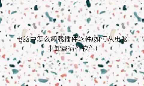“电脑中怎么卸载插件软件(如何从电脑中卸载插件软件)