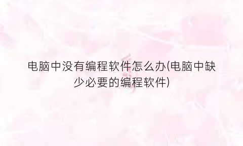 “电脑中没有编程软件怎么办(电脑中缺少必要的编程软件)