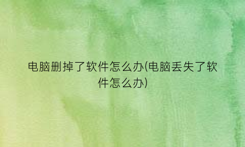 “电脑删掉了软件怎么办(电脑丢失了软件怎么办)