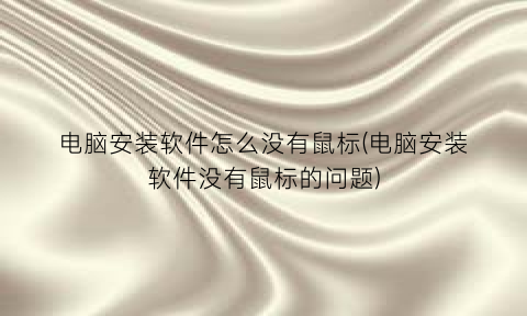 “电脑安装软件怎么没有鼠标(电脑安装软件没有鼠标的问题)