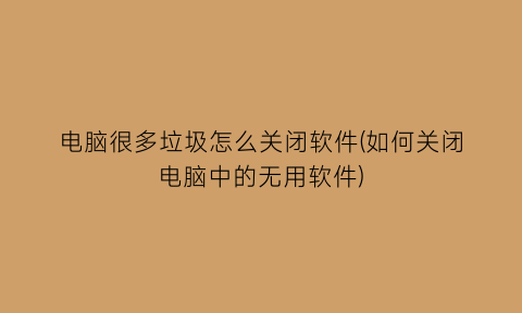 “电脑很多垃圾怎么关闭软件(如何关闭电脑中的无用软件)