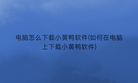 电脑怎么下载小黄鸭软件(如何在电脑上下载小黄鸭软件)