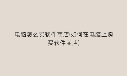 “电脑怎么买软件商店(如何在电脑上购买软件商店)