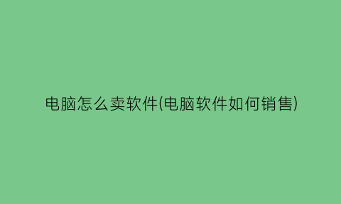 电脑怎么卖软件(电脑软件如何销售)