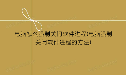 “电脑怎么强制关闭软件进程(电脑强制关闭软件进程的方法)