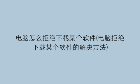 “电脑怎么拒绝下载某个软件(电脑拒绝下载某个软件的解决方法)