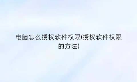 “电脑怎么授权软件权限(授权软件权限的方法)