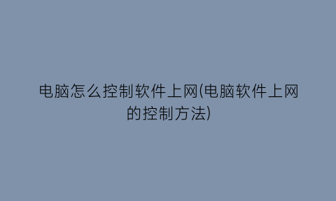 电脑怎么控制软件上网(电脑软件上网的控制方法)