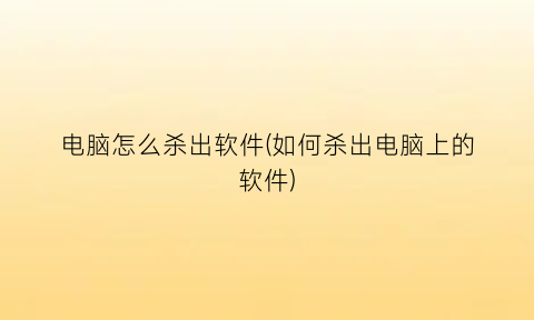 电脑怎么杀出软件(如何杀出电脑上的软件)