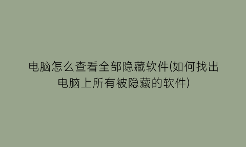 “电脑怎么查看全部隐藏软件(如何找出电脑上所有被隐藏的软件)