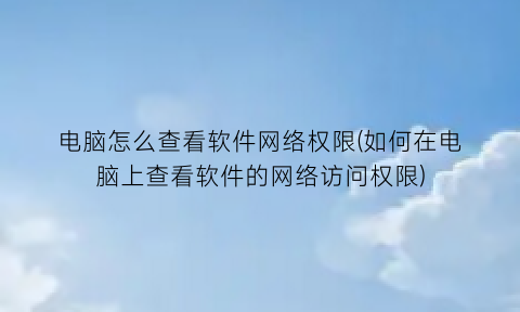 电脑怎么查看软件网络权限(如何在电脑上查看软件的网络访问权限)