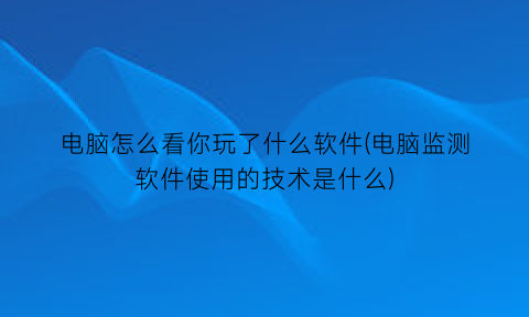 电脑怎么看你玩了什么软件(电脑监测软件使用的技术是什么)