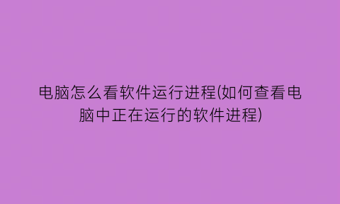 电脑怎么看软件运行进程(如何查看电脑中正在运行的软件进程)
