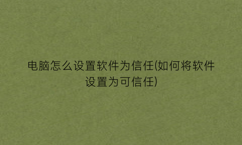 电脑怎么设置软件为信任(如何将软件设置为可信任)