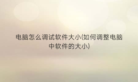 “电脑怎么调试软件大小(如何调整电脑中软件的大小)