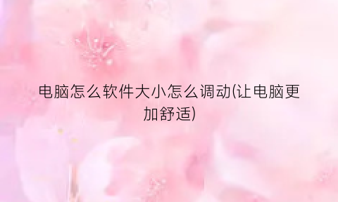 “电脑怎么软件大小怎么调动(让电脑更加舒适)