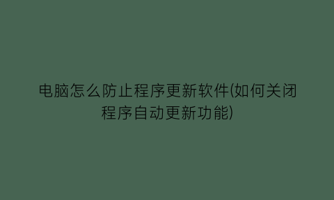 电脑怎么防止程序更新软件(如何关闭程序自动更新功能)