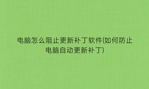 “电脑怎么阻止更新补丁软件(如何防止电脑自动更新补丁)