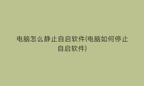 “电脑怎么静止自启软件(电脑如何停止自启软件)