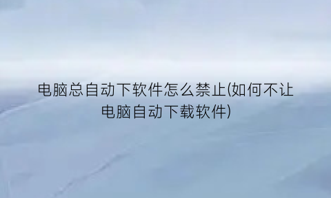 “电脑总自动下软件怎么禁止(如何不让电脑自动下载软件)