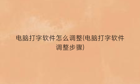 电脑打字软件怎么调整(电脑打字软件调整步骤)