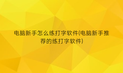 电脑新手怎么练打字软件(电脑新手推荐的练打字软件)