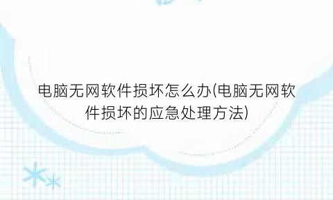 电脑无网软件损坏怎么办(电脑无网软件损坏的应急处理方法)
