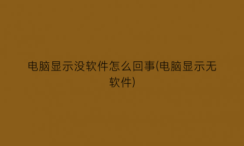 “电脑显示没软件怎么回事(电脑显示无软件)