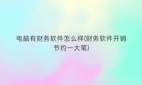 “电脑有财务软件怎么样(财务软件开销节约一大笔)