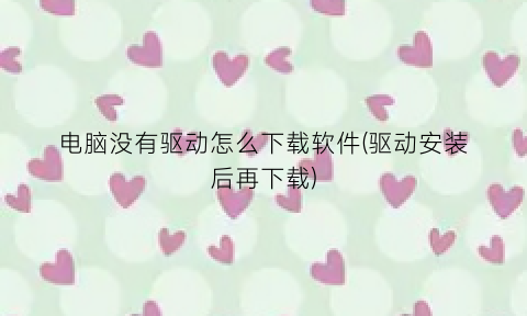 电脑没有驱动怎么下载软件(驱动安装后再下载)