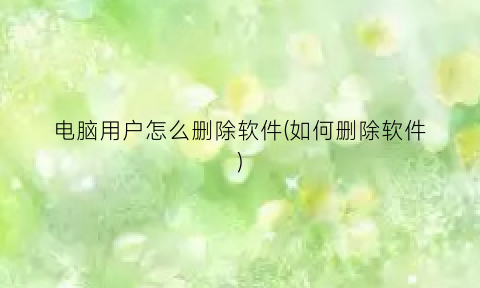 “电脑用户怎么删除软件(如何删除软件)