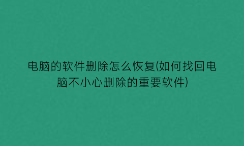 电脑的软件删除怎么恢复(如何找回电脑不小心删除的重要软件)