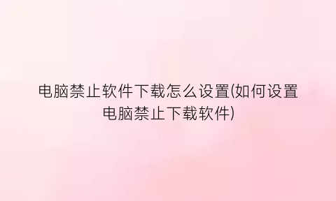 电脑禁止软件下载怎么设置(如何设置电脑禁止下载软件)