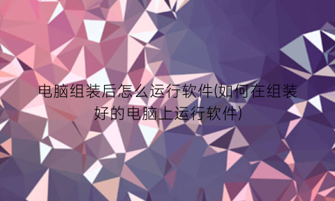 “电脑组装后怎么运行软件(如何在组装好的电脑上运行软件)