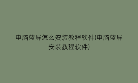 “电脑蓝屏怎么安装教程软件(电脑蓝屏安装教程软件)