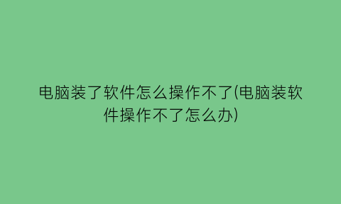 电脑装了软件怎么操作不了(电脑装软件操作不了怎么办)