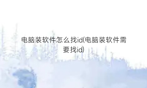 “电脑装软件怎么找id(电脑装软件需要找id)