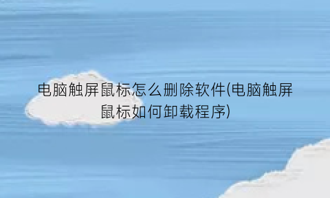 电脑触屏鼠标怎么删除软件(电脑触屏鼠标如何卸载程序)