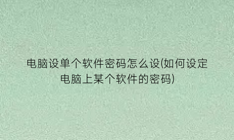 电脑设单个软件密码怎么设(如何设定电脑上某个软件的密码)