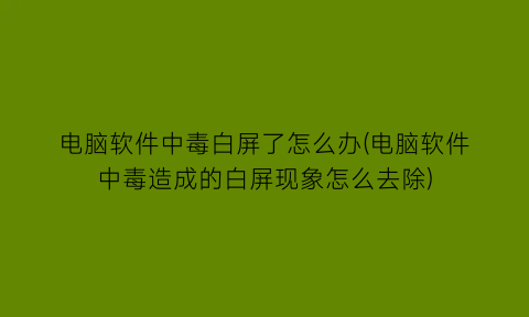 电脑软件中毒白屏了怎么办(电脑软件中毒造成的白屏现象怎么去除)